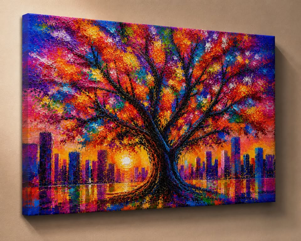 City of Color – Vibrant Tree of Life on 24" X 36" X 1.5" Canvas