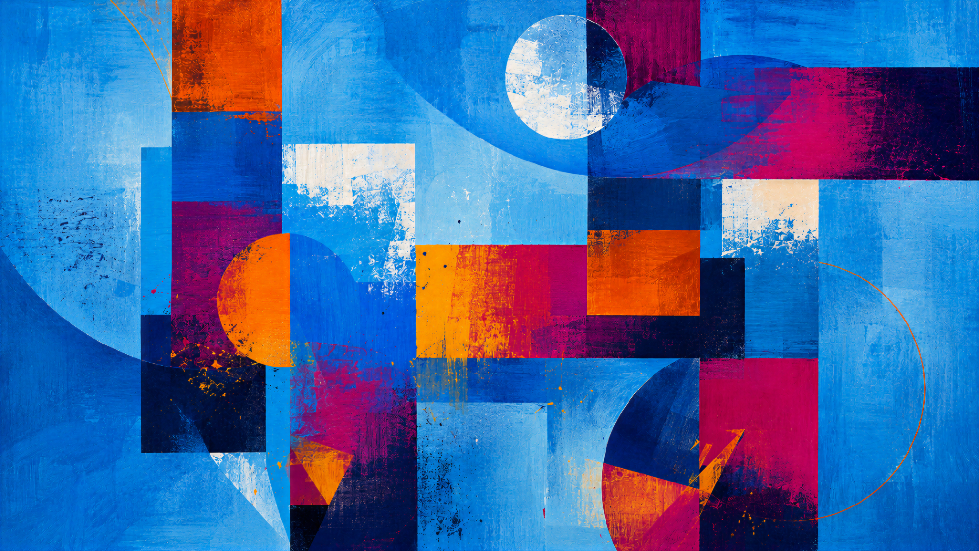 Abstract Moons – Contemporary Geometric Art on 24" X 36" X 1.5" Canvas