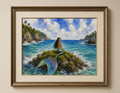 Tropical Siren Mermaid Art Print on 8.5x11 Matte Paper - Frame Not Included!!!!!