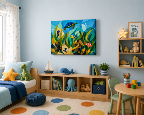 Abstract Ocean Harmony on 24" X 36" X 1.5" Canvas